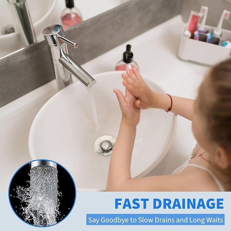 2Pack Pop-Up Bathroom Sink Drain Filter Catcher, 2025 New Stainless Steel Floor Drain Filter with Removable Stainless Steel Filter Basket for U.S. Universal Bathroom and Kitchen Sink Plug