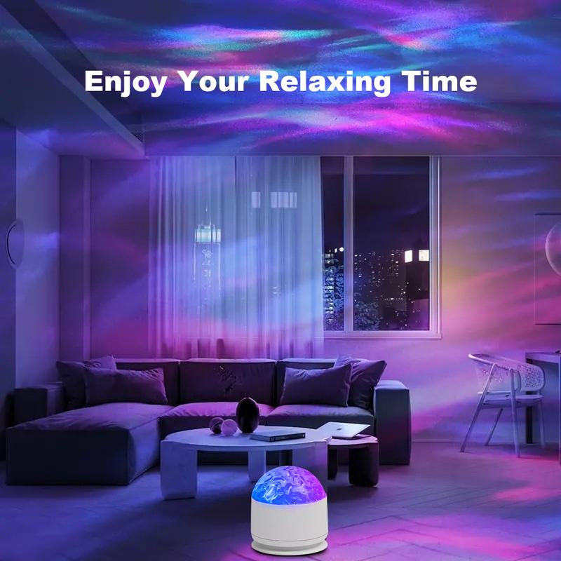 2 Scene - Ocean Wave & 3D Water Ripple Projector Light – 16-Color round Lamp with Control, Relaxation & Romantic Night Ambience.