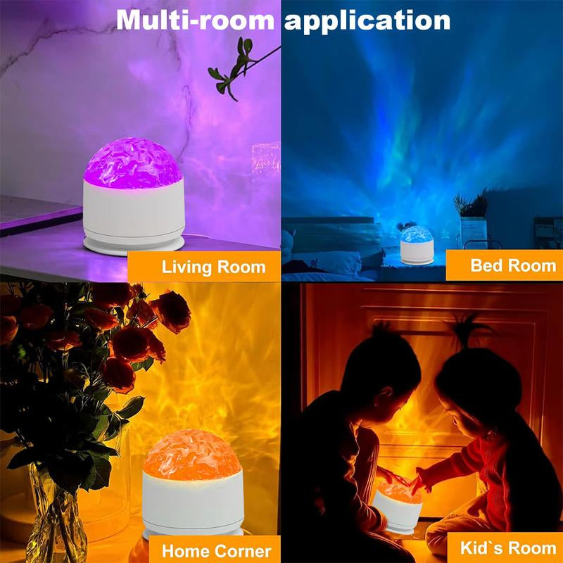 2 Scene - Ocean Wave & 3D Water Ripple Projector Light – 16-Color round Lamp with Control, Relaxation & Romantic Night Ambience.