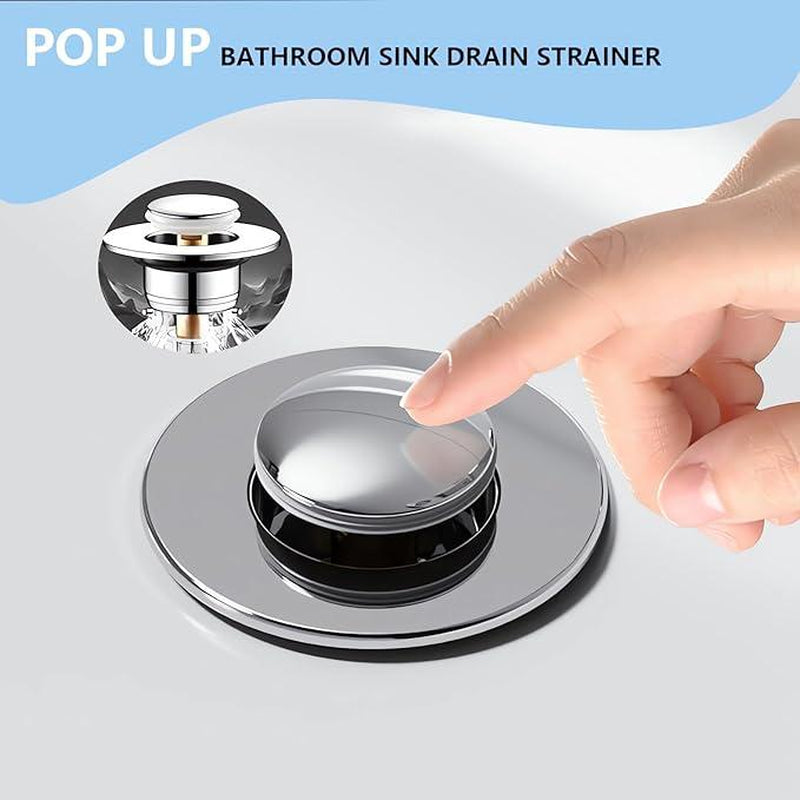 2Pack Pop-Up Bathroom Sink Drain Filter Catcher, 2025 New Stainless Steel Floor Drain Filter with Removable Stainless Steel Filter Basket for U.S. Universal Bathroom and Kitchen Sink Plug